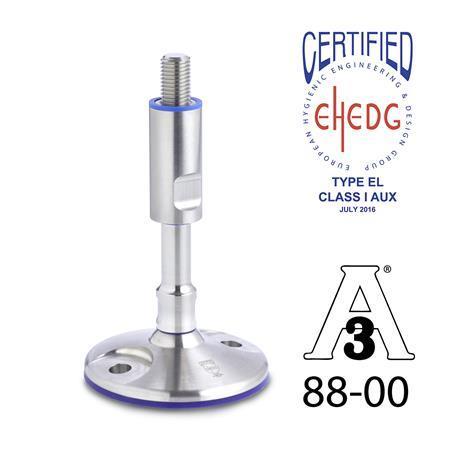 Otto Ganter Stainless Steel Levelling Feet Hygienic Design with Mounting Hole, GN 20